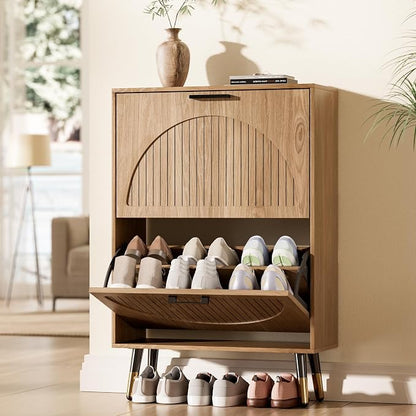 Farmhouse Shoe Cabinet Storage for Entryway, Slim Shoe Rack Cabinet - Image 3