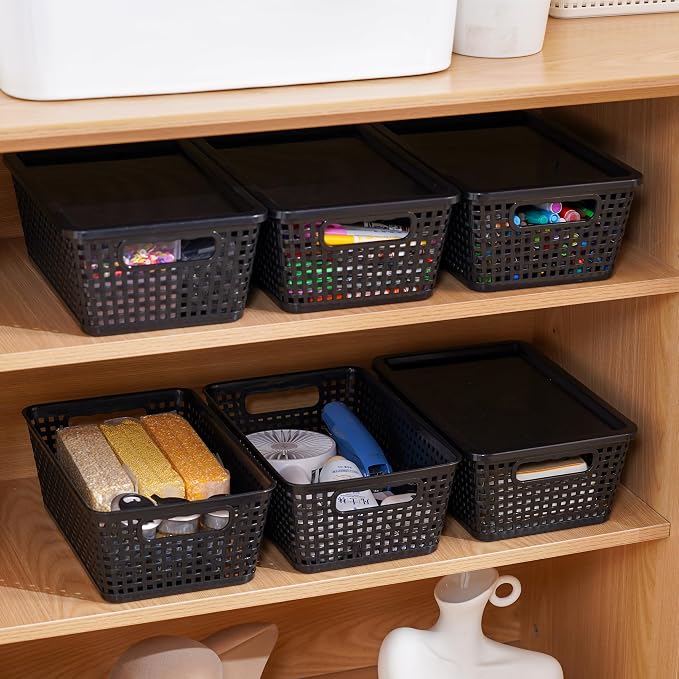 Plastic Storage Baskets With Lid, Storage Bins - Image 9
