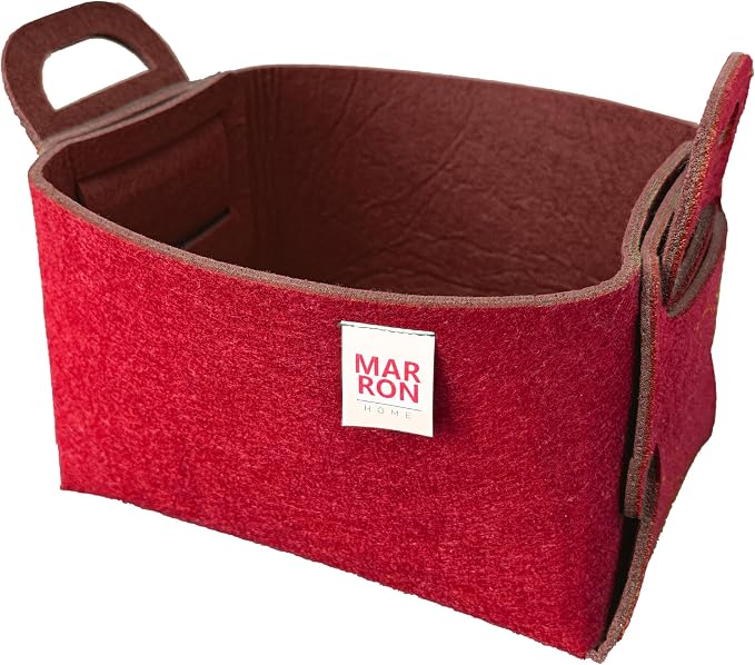 Collapsible Felt Redchoco Storage Bin Small 7.1"x5.1"x5.1" – Foldable Basket by MARRONS