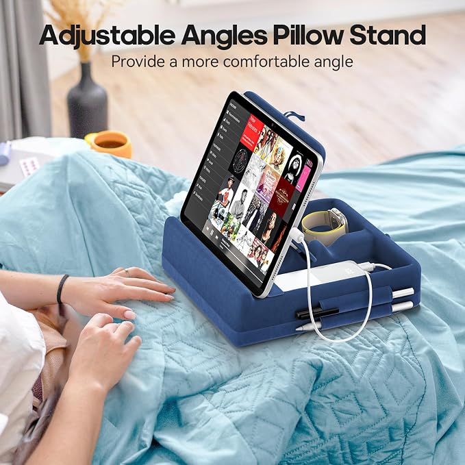 KDD Tablet Pillow Stand with Storage, Foldable iPad Holder - Image 3