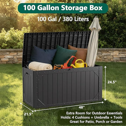 Outdoor Storage Box, 100Gallon Deck Box Outdoor Storage Bench Outside - Image 6