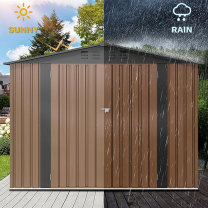 DWVO 7x5FT Outdoor Storage Shelter, Roomy Steel Tool Shed - Image 3
