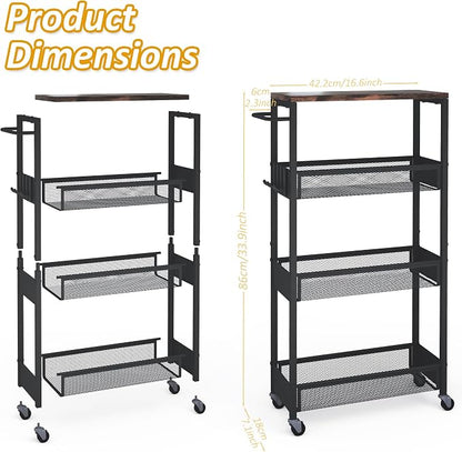 Vincona 7.1" Wide Slim Rolling Utility Cart, 4 Tier Metal Narrow Storage Cart - Image 7
