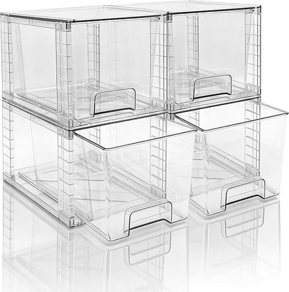 Medium Clear Stackable Storage Drawers, High-strength Acrylic Organizer Bins by XWYWX