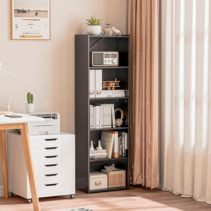 SUPER DEAL 5-Tier Bookcase and Bookshelf, Open Storage Shelves Narrow Tall - Image 2