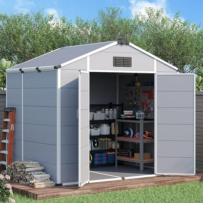 8 x 6 FT Plastic Storage Shed, Resin Garden Shed by DNYKER