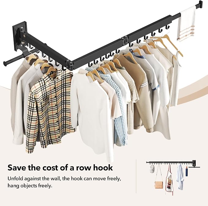 HEILAIYI Wall Mounted Clothes Hanger, Clothes Drying Rack, Laundry Drying Rack - Image 3