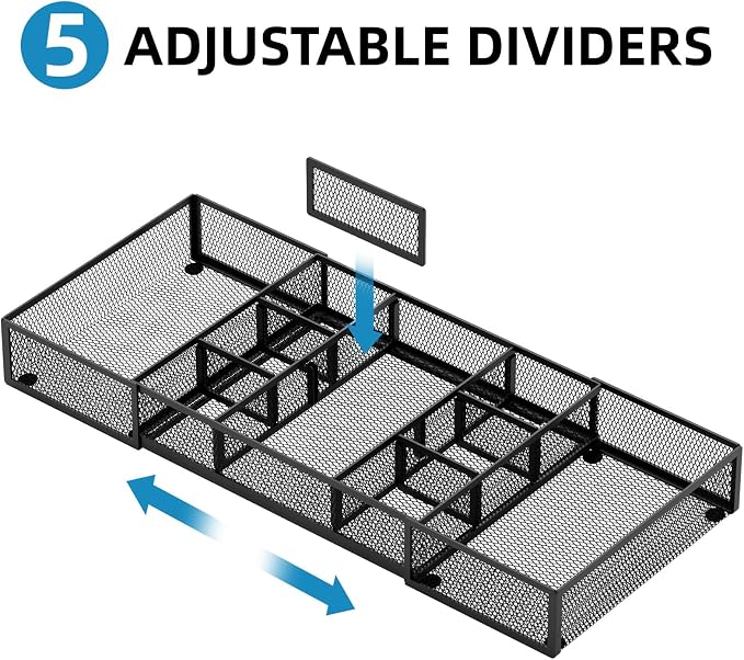 Marbrasse Expandable Desk Drawer Organizer, Mesh Drawer Organizer Tray - Image 3