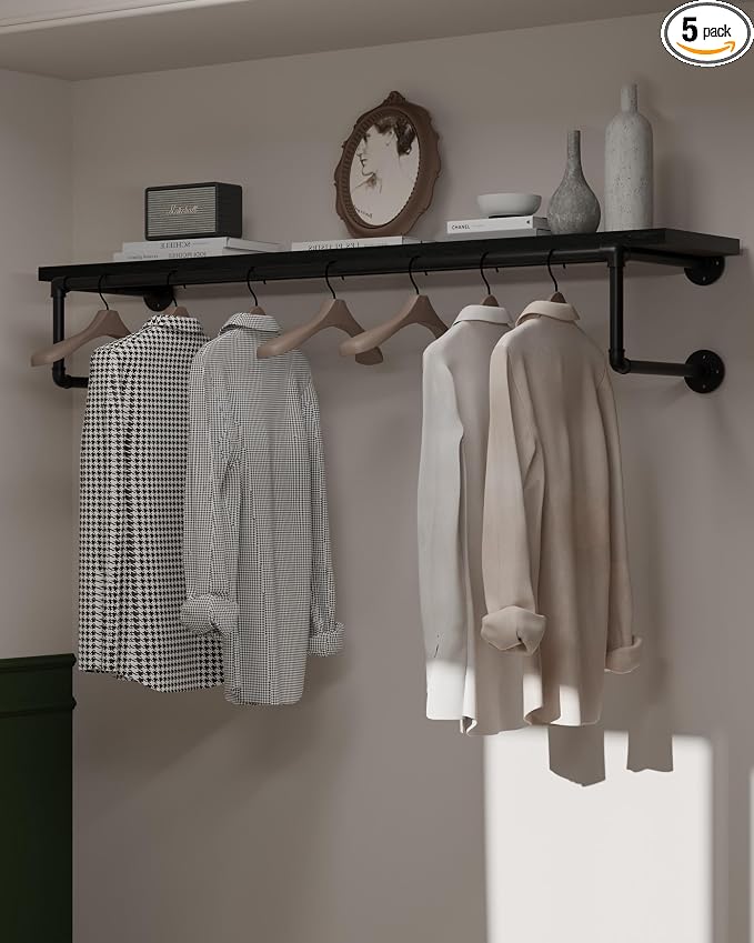 Clothes Rack 48in, Wall Mounted Garment Racks by INDUSTRIALSHELVESDESIGN