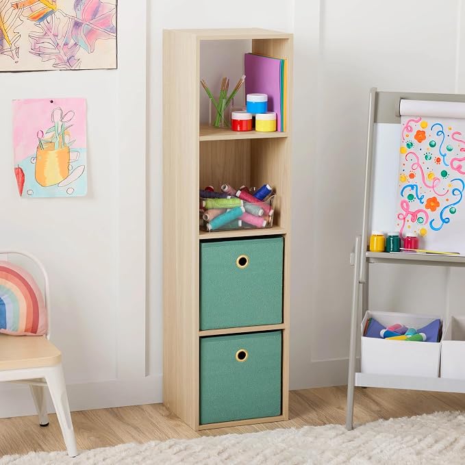 Spring Pine 4 Cube Vertical Storage Organizer, Modular Shelving Unit - Image 2