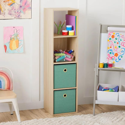 Spring Pine 4 Cube Vertical Storage Organizer, Modular Shelving Unit - Image 2