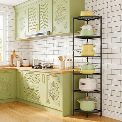 6-Tier Kitchen Corner Shelf Triangular Corner Pot Rack Storage Shelf Multi-tier - Image 4
