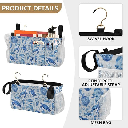Ink Blue Turtles Fish Crabs Bedside Caddy - Image 5