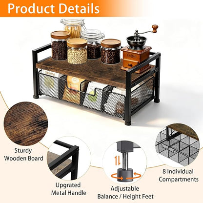 Tea Bag Organizer for Kitchen Countertop, Wooden Tea Box Organizer - Image 3