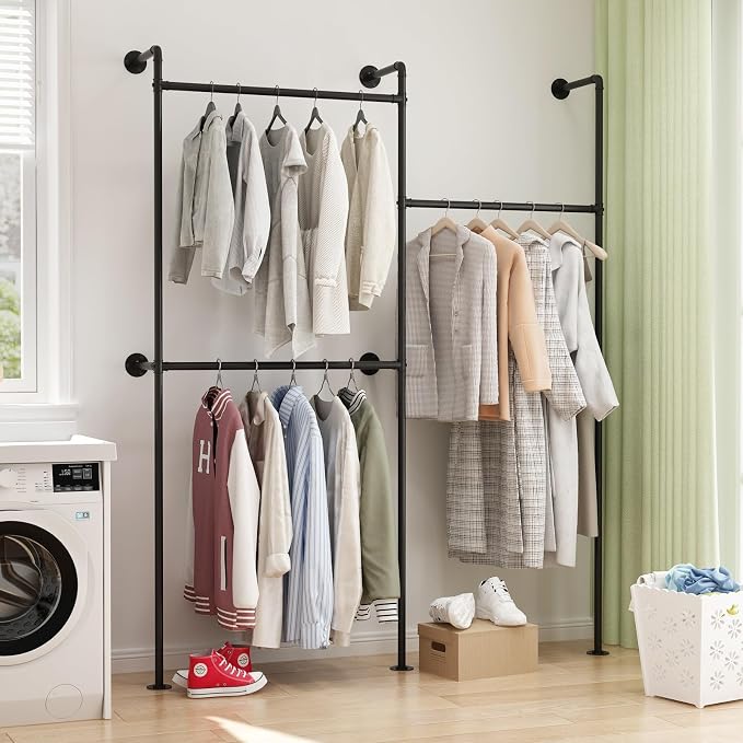 Industrial Pipe Clothing Rack Wall Mount, Heavy Duty Pipe Clothing Rack - Image 6