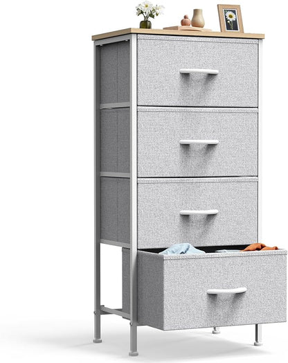 DUMOS Nightstand with 4 Drawers Bedside Table with Removable Fabric Bins Sturdy by DumosLifestyle