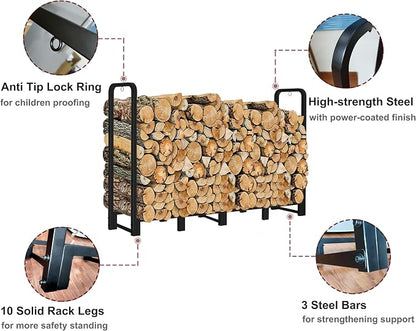 Firewood Rack Outdoor 8ft Heavy Duty Logs Holder - Image 3
