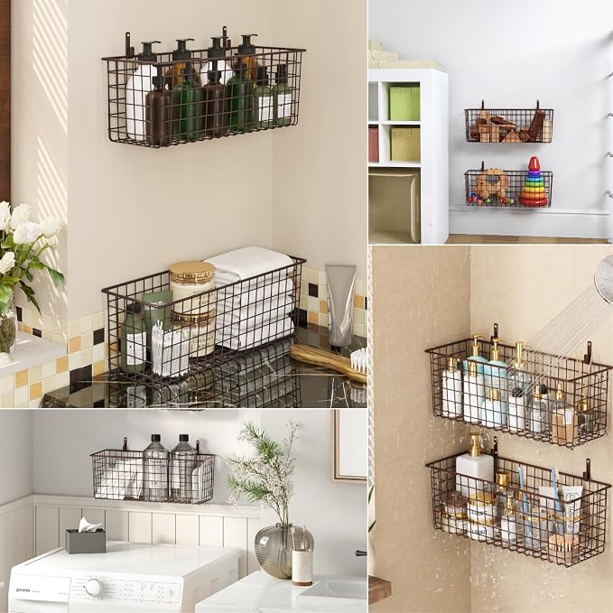 2 Sets Brown Extra Large Hanging Wall Basket - Image 7