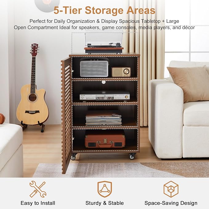 LEVNARY 5-Tier AV Media Cabinet - Image 4