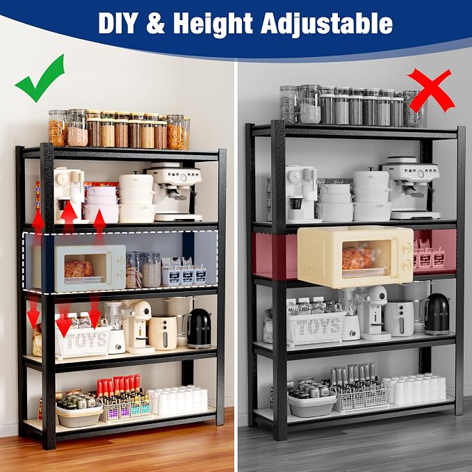 WORKPRO House 5-Tier Shelving Unit, Adjustable Heavy Duty Storage Shelves - Image 7