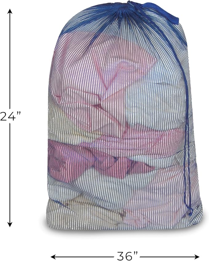 Smart Design Mesh Laundry Bag w/ Handle & Push Lock Drawstring - Image 4