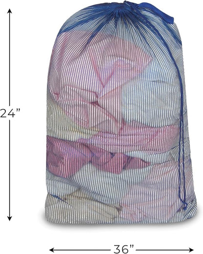 Smart Design Mesh Laundry Bag w/ Handle & Push Lock Drawstring - Image 4
