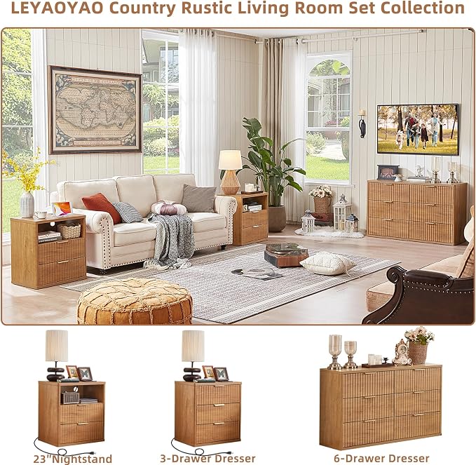 LEYAOYAO Fluted Nightstand - Image 3