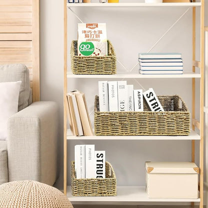 Ollieroo Natural Seagrass Storage Baskets, Handwoven Wicker Storage Bins - Image 5