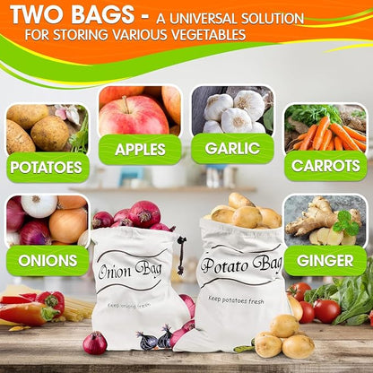 2Pcs Potato and Onion Storage Bags – Reusable Cotton Produce Bags - Image 6