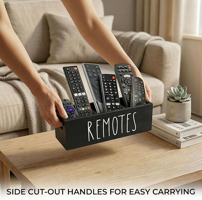 Remote Control Holder, Farmhouse Remote Storage Caddy, Bedside TV Controller Box - Image 4