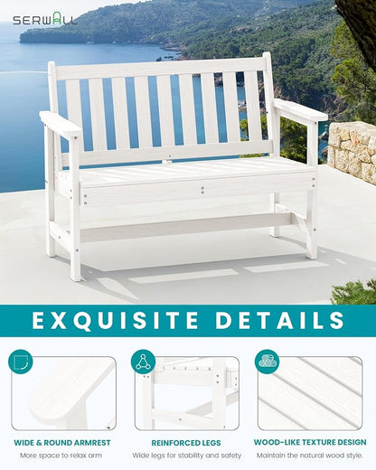 SERWALL HDPE Outdoor Bench, Weatherproof Porch Bench, 2 Pack, Suitable - Image 4