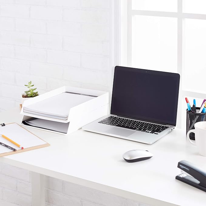 Amazon Basics Rectangular Plastic Desk Organizer, Letter Size Tray - Image 5