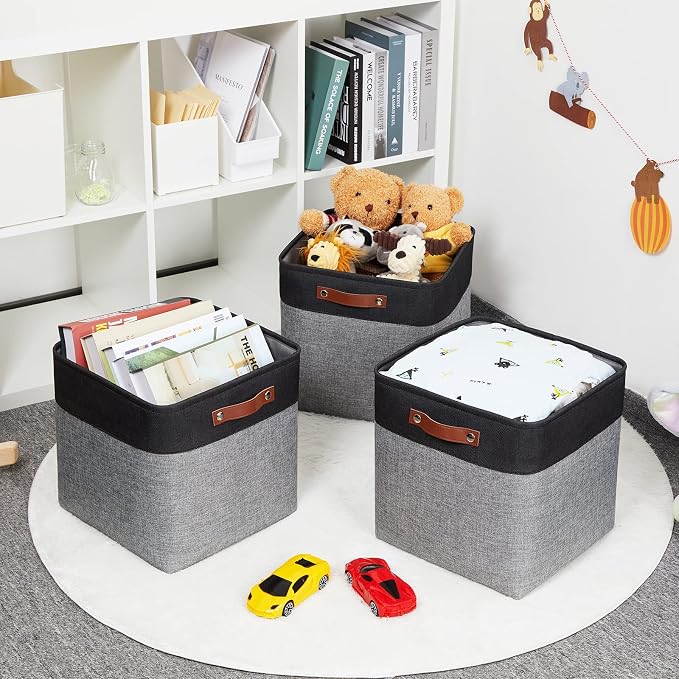 HNZIGE Storage Foldable Baskets Cubes Set Fabric Bins - Image 4