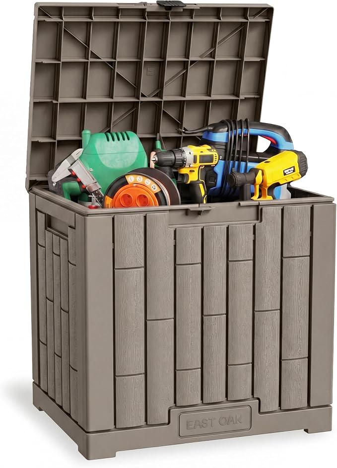EAST OAK Outdoor Storage Box, 31 Gallon Deck Box, Waterproof Resin Storage Bin by EASTOAK