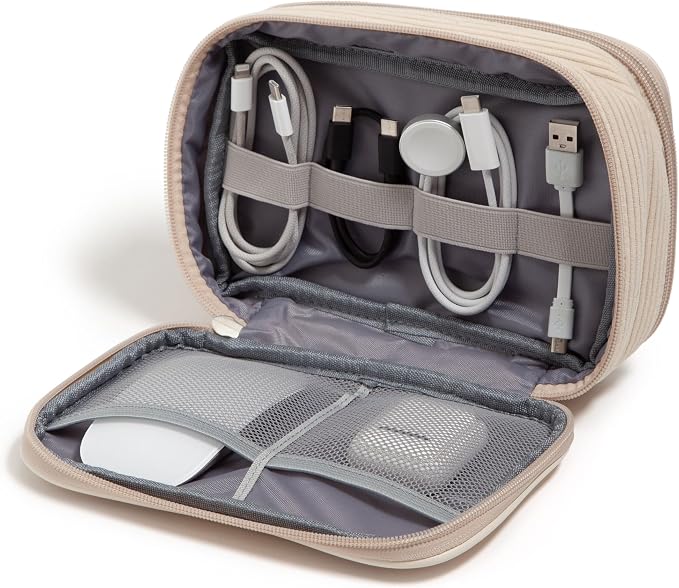 U Brands Dual Zip Corduroy Travel Electronics Organizer, Tech Travel Case by UBrands