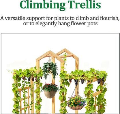 Raised Garden Beds with Arch Trellis Outdoor, Wooden Planter Boxes with Hanging - Image 3