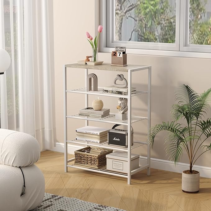 HOMEFORT 5-Tier Shoe Rack, Storage Shelf, Industrial Tower, Narrow Organizer - Image 5