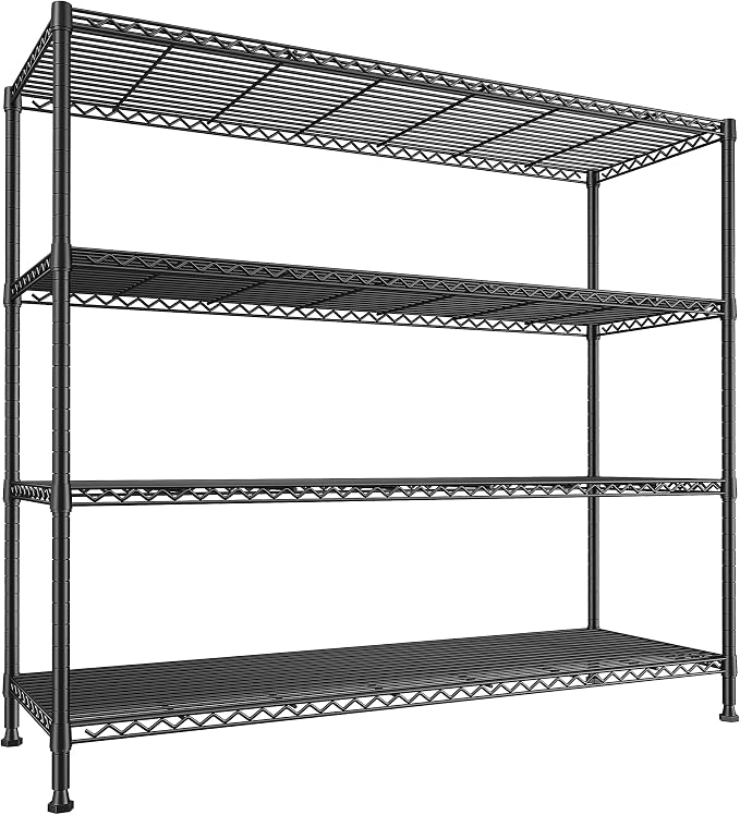 REIBII Storage Shelves 45.3''W Wire Shelving Unit 4 Tier Metal Shelves by REIBII