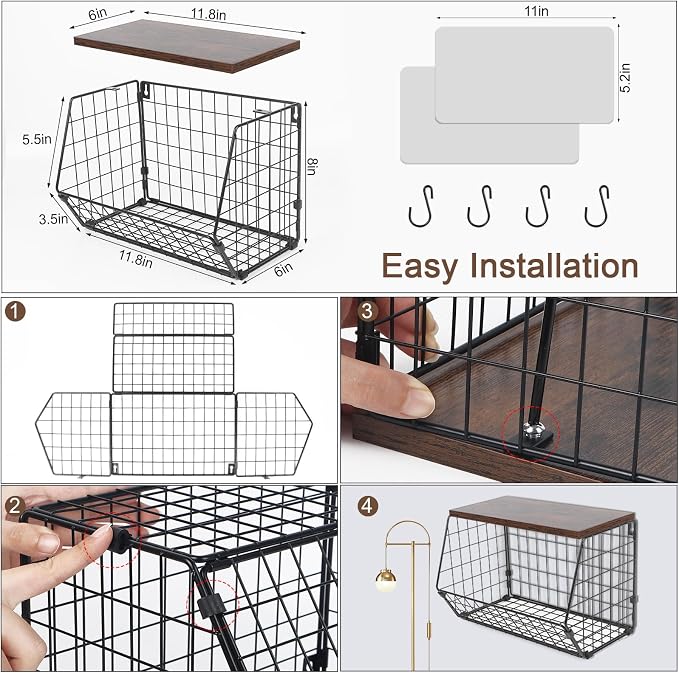 2 Tier Fruit Basket for Kitchen Counter, Hanging Fruit Baskets for Kitchen - Image 2
