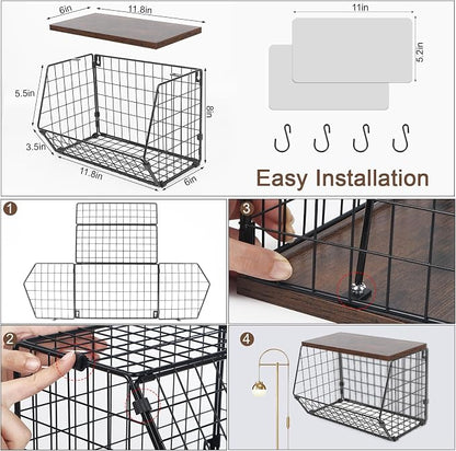 2 Tier Fruit Basket for Kitchen Counter, Hanging Fruit Baskets for Kitchen - Image 2
