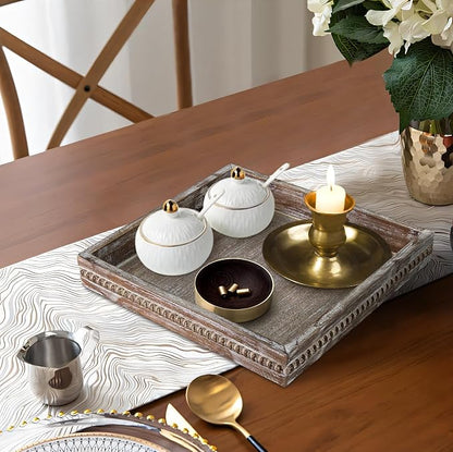 MAONAME Wood Serving Tray, Farmhouse Wooden Tray - Image 4