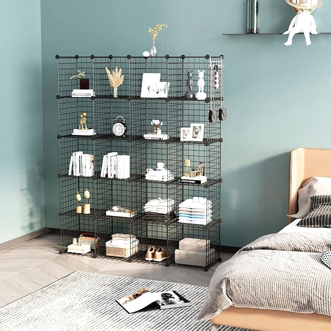 C&AHOME Wire Cube Storage, 20-Cube Organizer Metal, Wire C Grids Storage - Image 7