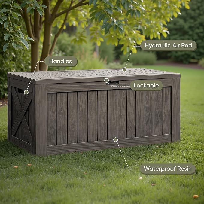Flamaker Resin Deck Box 120 Gallon Waterproof Large Outdoor Storage Box | - Image 4
