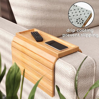 Sofa Arm Tray, Bamboo Folding Couch Arm Tray, Sofa Armrest Trays - Image 4