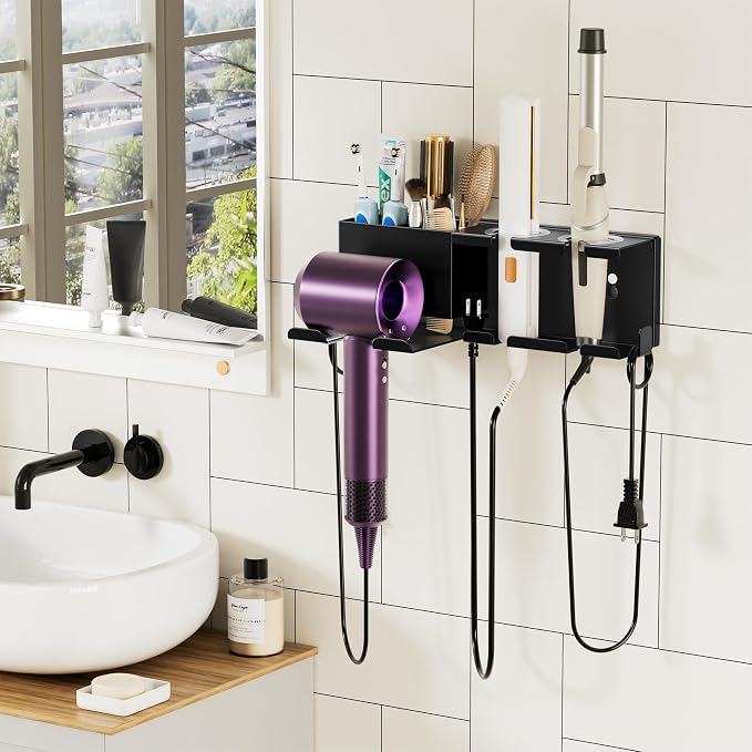 Hair Dryer Holder Wall Mounted, Metal Hair Tools Organizer, Hair Dryer Holder - Image 9