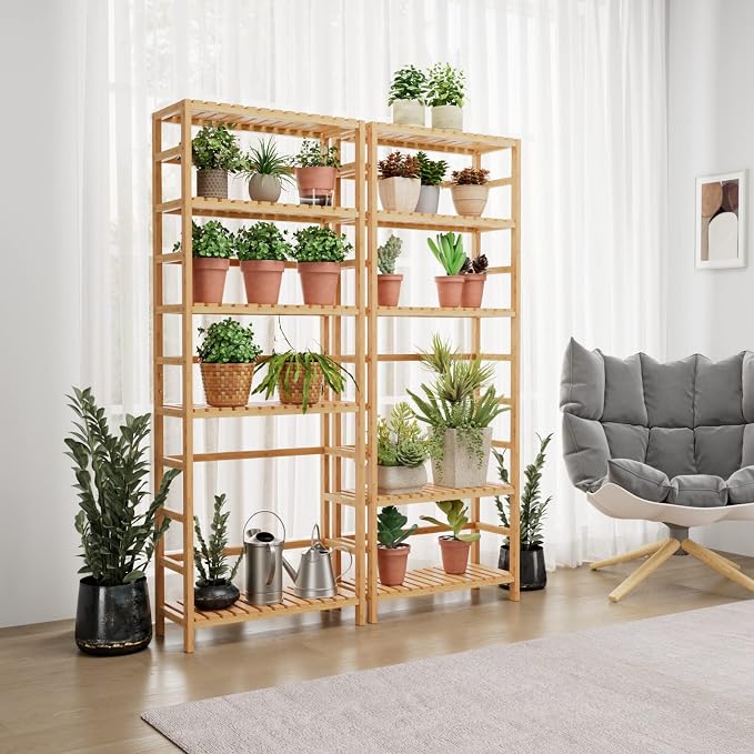 Bamjoy Bamboo Shelf, 6 Tier Bookcase Storage Shelves, Tall Book Rack Shelving - Image 5