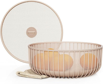 Metal Fruit Bowl with Mesh Lid and Basket by Libken