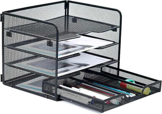 SETTFRFE 4 Tier Mesh Paper Letter Tray, Desk File Organizer by SETTFRFE