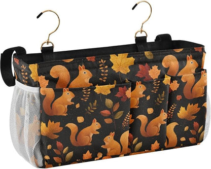 Black Orange Squirrel Leaves Falling Bedside Caddy - Image 2