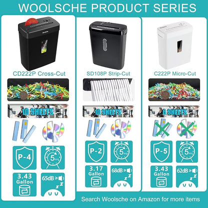 Woolsche Paper Shredder, 10-Sheet Cross Cut - Image 2